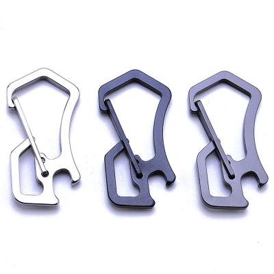 China Metal Stainless Steel Key Chain Carabiner Accessories EDC Tactical Multifunctional Hang Buckle Fast Hook Opener EDC Tool Accessories for sale