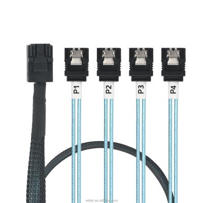 China Mini SAS HD Cable SFF Servers to Mini SAS 4* SATA SFF-8643-4SATA ​​12G Cable Storage Systems for sale