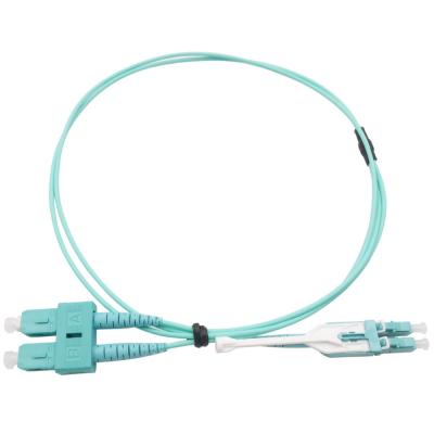 China 1m (3ft) Polarity Changeover LC UPC to SC UPC Duplex 2.0mm LSZH OM3 Multimode Fiber Optic Patch Cable (with Pull Tag), Aqua WFC-LL003 for sale