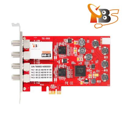 China Professional Digital Quad TV Tuner Card TBS6908 DVB-S2 Quad Tuner PCIe Card 6908 for sale