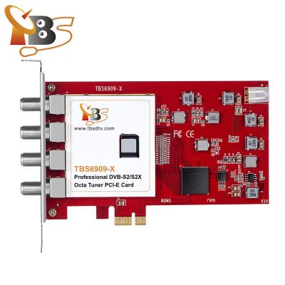 China TBS 6909X V2 DVB-S2/S2X 8 Tuner PCIe Card Digital IPTV Satellite Receiver Streaming Card FTA DVB-S2X Card TBS6909 for sale