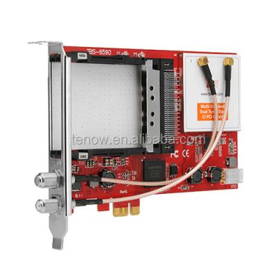 China DVB-S DVB-T2 DVB-C ISDB-T Dual Tuner Satellite Card CI PCI-e Card IPTV Receiver Cable TV Streaming Card TBS6590 for sale