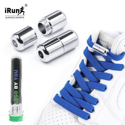 China Irun Round No Tie Laces Metal Lock Cap Laces Lazy Flat Laces Sport Elastic Package Without Laces Gift Tie for sale