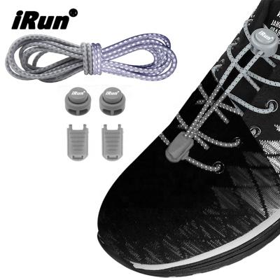 China Irun round reflector elastic laces with brand printing logo lock laces no tie lace for sale