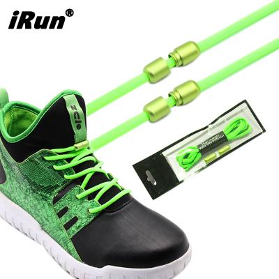 China Irun Round Green Metal Screw Lace Lock No Link Laces Connector Mouth Logo Shoe Laces System Custom Made for sale