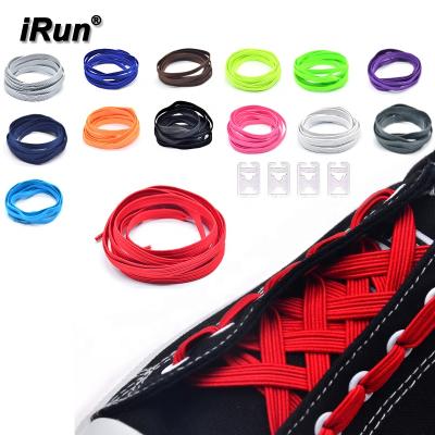 China Irun Flat Hot Sale New Design Custom Color No Tie Polyester Elastic Flat Easy Tie Lace For Sneaker for sale