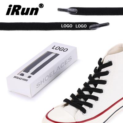 China Irun Flat Nylon Elastic Laces Lock Lucency Lace Accessories Custom Logo Flat Shoealce Hooks Easy Elastic Lace Anchors for sale