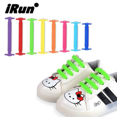 China Irun flat promotional gift shoe no tie silicone laces rubber elastic laces for kids and adults shoe laces with low MOQ for sale