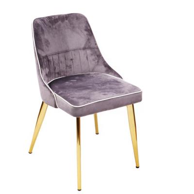 China Modern Popular Leisure Chair Living Room Furniture Gray Velvet Upholstered Gold Back Relax Chair for sale