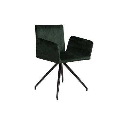 China Modern Nordic Lightweight Luxurious Dark Green Armrest Metal Velvet Upholstered Leisure Chair for sale