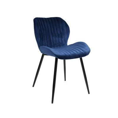 China Modern Designer Furniture 2019 Modern Italian Upholstered Navy Fabric Metal Dining Chair for sale