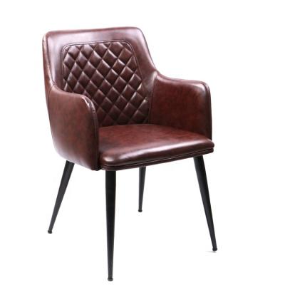 China Modern Luxury Modern Restaurant Dining Room Furniture Arm Fabric Leather Dining Chairs With Metal Legs for sale