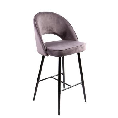 China Morden Free Sample Latest Design Velvet Powder Coating Metal Leg High Bar Nordic Chair for sale