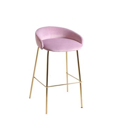 China Modern Furniture Korean Style Metal Chrome Legs Fabric Modern Bar Stool for sale