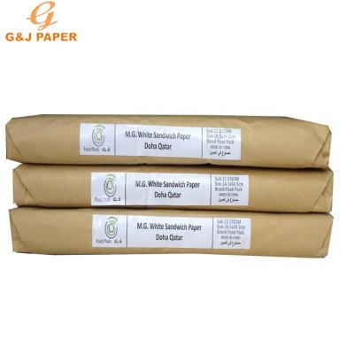 China Greaseproof White Food Wrapping Paper MG Sandwich Paper Food Wrapping Hamburger Wrap for sale