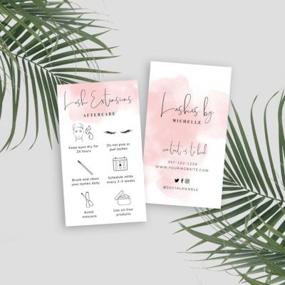 China Recyled Small Business Thank You Cards Download Your Own Pink Diy Lash Extensions Card Lash Illustration Instructions for sale