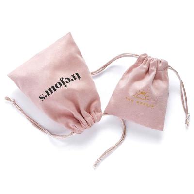 China Luxury Pink Velvet Jewelery Bag Embroidered Silky Jewelery Bag Small Velvet Jewelery Pouch for sale