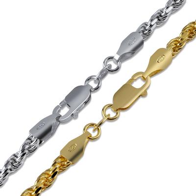 China 925 TRENDY men's necklace 3mm hiphop hip hop tide brand twist chain fashion jewelry for sale