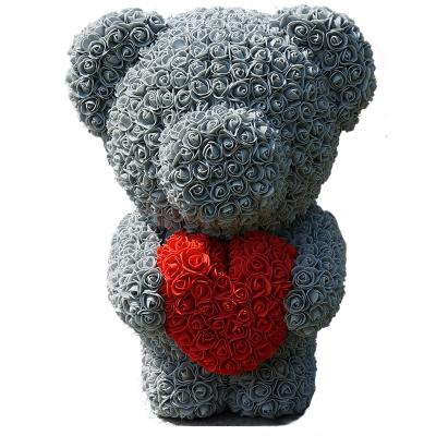 China 2019 Main Shininglife brand valentine gift teddies Valentine wedding decoration gifts the big rose flower bear with heart for sale