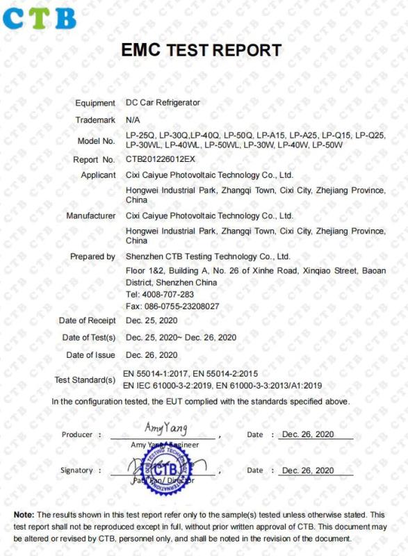 EMC - Cixi Caiyue Photovoltaic Technology Co., Ltd.