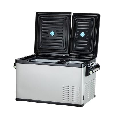 China Business / Car Refrigerator 30L/40L/50L DC Compressor Luxury Dual Temperature Car Fridge Freezer for sale