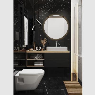 China YAMAN Custom Cheap Black Bathroom Shaker Vanity Sets Cabinet With Farmhouse Mirror Cabinet for sale