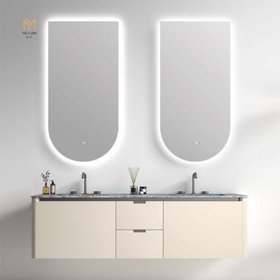 China Modern Minimalist Bathroom Vanities Combined Style LED Smart Mirror With Wooden Vanity Set for sale