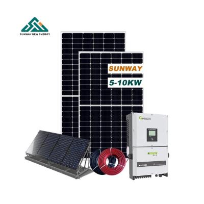 China Outdoor Solar Energy System 5kw 10kw Solar Panel System Home 10000w Grid Tied Solar Power System for sale