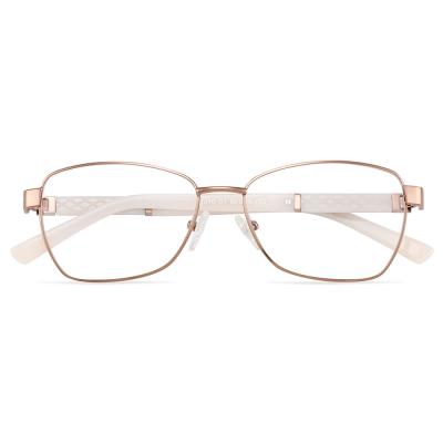 China Fashionable High Quality Full Color Square Modern Design Frame Eye Optical Eyewear Rim Metal Frame Lady Rainbow for sale