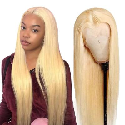 China Short Straight Transparent Swiss Lace Front Wig With Baby Hair Highlight 613 Cheap Straight HD For Black Women for sale