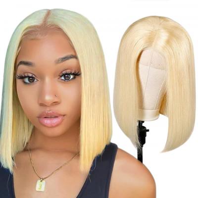 China Straight Bob Human Hair Lace Front Wigs Silky Straight Blonde Wave 613 For Women Brazilian Virgin Hair Cuticle Aligned Swiss Lace Wig Human Hair Color for sale