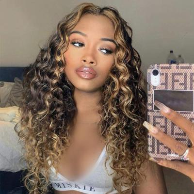 China Jerry Curl 13x6 T Ombre Hair Curly Lace Front Wig Brown Remy Hair Lace Front Wigs For Women for sale