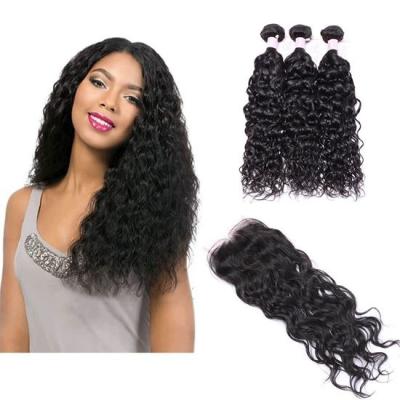 China Water Wave Hair Extensions Virgin Hair Water Wave Bundles , Raw Unprocessed Virgin Hair Cuticle Aligned Extensions for sale