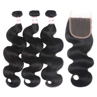 China Brazilian Body Wave Body Wave 3 Bundles With Closure 100% Unprocessed Brazilian Body Wave Hair Bundles for sale