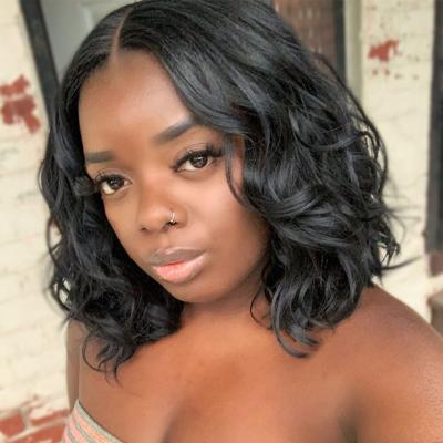 China Brazilian Natural Loose Wavy Bob Body Wave T Part Short Body Wave Front Wigs Lace Front Human Hair Wig For Color Woman for sale