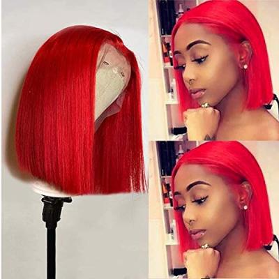 China Bob Lace Front Wigs Red Short Straight With Baby Hair Brazilian Remy Full Lace Human Hair Wigs For Black Women for sale