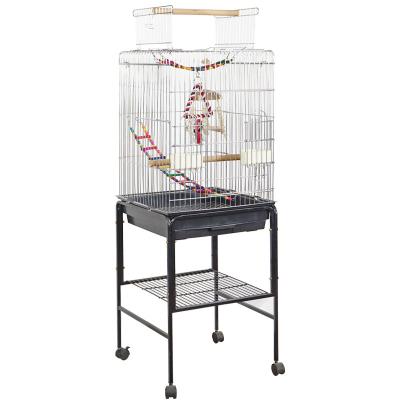 China Viable new product wholesale foldable iron bird cage for parrot white and black color with stand cage sale good and quantity cage for sale