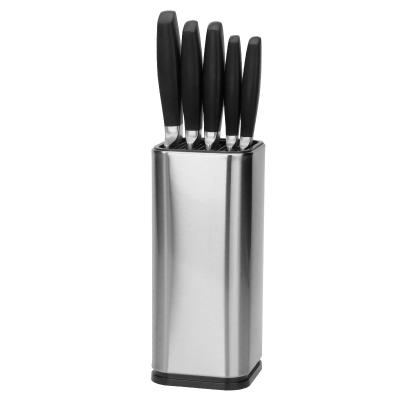 China K0466 Durable Black TPR Coating Chef Knives 6 Pieces Kitchen Knife Set With Stainless Steel Holder for sale