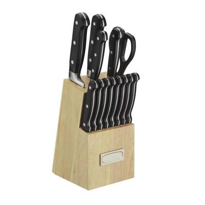 China Durable 14 Pieces Knife Sets For Kitchen With Triple Block Rivet High Carbon Stainless Steel Kitchen Knife Set With Sharpener for sale