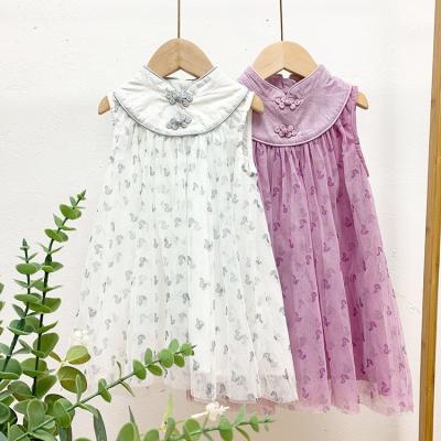 China Breathable FFR COTTON Chinese StyleChildren Girl Clothing Kids Clothes Bridesmaids Dress With Floral Print Wear Summer for sale