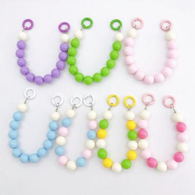 China New Fashion Fashion Key Ring Chain Multicolor Acrylic Handmade Beads Wallet Key Chain Accessories For Girls for sale