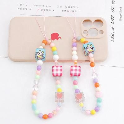 China Other Design New Candy Colored Acrylic Bead Handmade Chain Phone For Cell Phone Accessories for sale