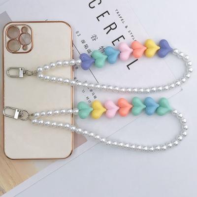 China Other Beautiful Key Ring For Women Girl High Quality Pearl Key Chains Heart Beads for sale