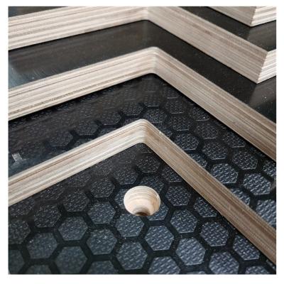 China Contemporary anti slip marine plywood with full birch core wire mesh film faced plywood anti slip film facd plywood for sale