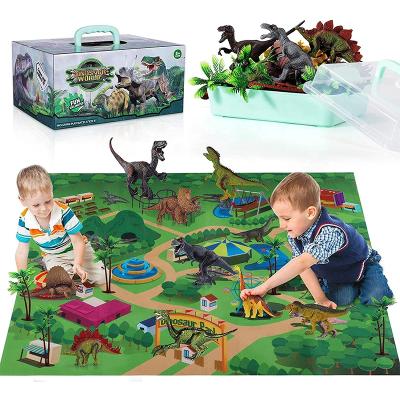 China Dino World T-Rex Triceratops Dinosaur DIY Toy Figure Activity Play Mat Eco-friendly Material Educational Realistic Set for sale