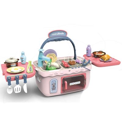 China Over Three Years Color Changing Real Food Kitchen Cooking Set Toy Water Faucet LED Pretend Play Toys For Kids for sale