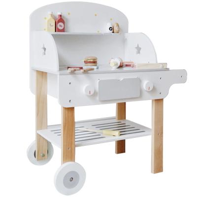 China Movable Wooden Toys Doll Voice Imitate Kitchen BBQ Grill Toy Funny Play Accessories Mini BBQ for sale