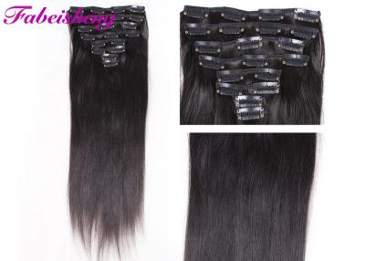 China Clip negro de una pieza recto suave en extensiones del pelo con la cutícula intacta en venta