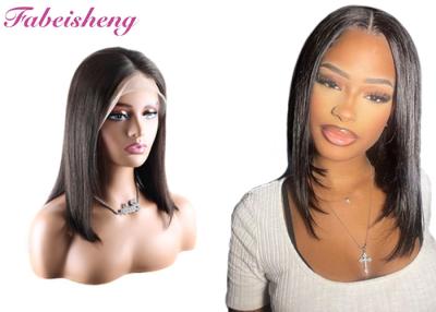 China Natural Black Bob Wigs with Pre-Plucked Hairline Bleached Knots Straight Frontal wig zu verkaufen