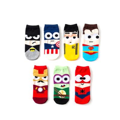 China Novelty Viable Cute Character Anime Superhero Ankle Design Cotton Socks Superhero Cartoon Short Socks Unisex for sale